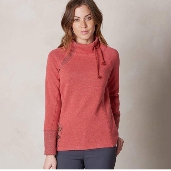 PRANA LUCIA SWEATER Wool Blend Pullover Red Medium Outdoor Hiking Casual Active - Picture 1 of 13